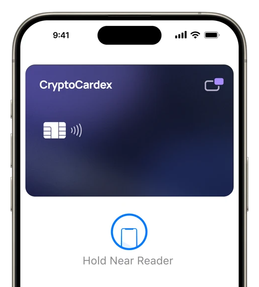 CryptoCardex card added to Apple Pay on an iPhone